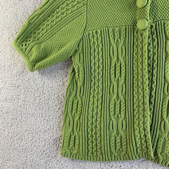 Vintage Style & Co Cardigan Sweater Womens Large Cable Knit Peasant Green NEW - Picture 6 of 12